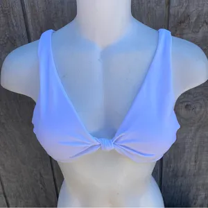 White Two Piece Padded Triangle Knot Front Top Bikini Set Size Medium thumbnail 3