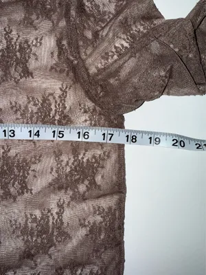 Maurices Embroidered Floral Sheer Mock Neck Top Light Brown NWT thumbnail 8