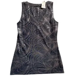 Express Glam Black & Silver Shimmer Sparkly Tunic Tank Stretch‎ Blouse -S NWT thumbnail 9
