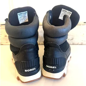 Sorel Kinetic Conquest Boots‎ Womens Size 8 Black Suede Wedge Snow Gorpcore thumbnail 4