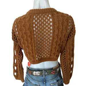 Cider Brown Cropped Sweater MEDIUM Grunge Steampunk Boxy Oversized NEW thumbnail 4