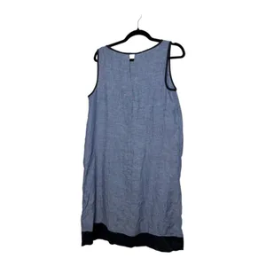 J. Jill Love Linen Denim Chambray Navy Trim Shift Dress Medium Tall NEW thumbnail 5