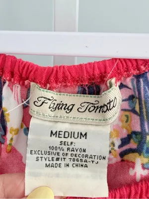Flying Tomato Pink Floral Off-Shoulder Peasant Top Size M thumbnail 3