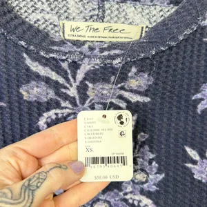 NEW Free People Pretty Little Folk Vines Soft Thermal Long Sleeve Cotton Top XS thumbnail 7