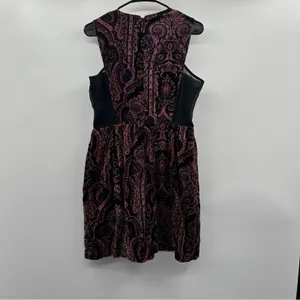ASOS Black &‎ Pink Paisley Print Velvet Sleeveless Fit & Flare Mini Dress Sz 8 thumbnail 4