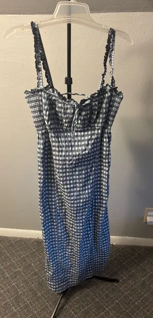 Free People cottage core picnic feminine romantic gingham checked dress size XL thumbnail 1