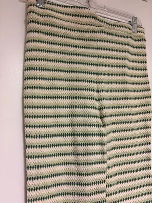Double Zero Green Beachy Striped Knit Pants Medium thumbnail 3