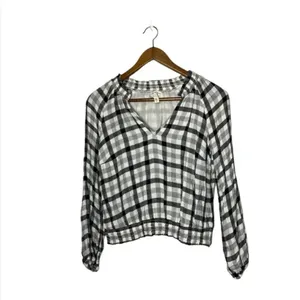 Anthro Cloth & Stone by Anthropologie Black & White Sara Plaid Top thumbnail 4
