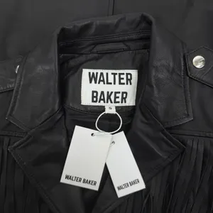 Walter Baker Linda Fringe Belted Lamb Leather Jacket Black Size S thumbnail 12