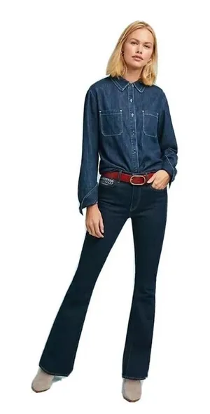 Anthropologie x Levi’s Made & Crafted Stem Flare Blue Jeans Mid-Rise 28 $198 thumbnail 1