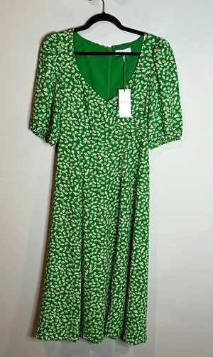 NWT WAYF green floral daisy midi dress thumbnail 1