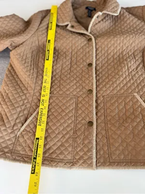 CHAPS Khaki Taupe Ivory Trim Quilted Lightweight Jacket Size Large thumbnail 6