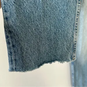 ZARA Size 4 High Rise Ripped Straight Denim Blue Jeans Distressed 100% Cotton thumbnail 5