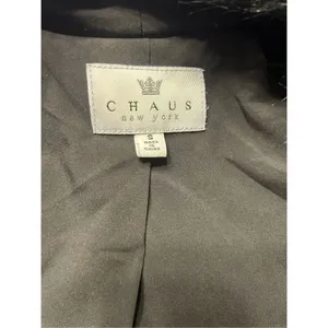 CHAUS New York Black lined Faux Fur Vest Size Small Open Front thumbnail 4
