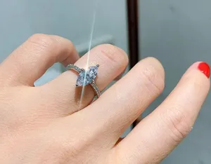 Sterling Silver SIZE 9 925 SONA Diamond Marquise Engagement Ring thumbnail 4