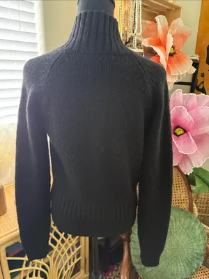 Ines de la Fressange x Uniqlo Black Wool Knit Baby Deer Fawn Cardigan Sweater thumbnail 2