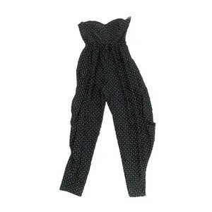 Vtg Diamonds Run Jumpsuit Black Polka Dot Strapless‎ Sweetheart Harem Retro XS thumbnail 6