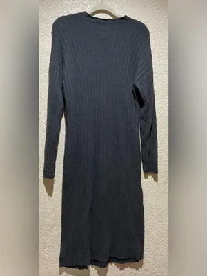 aerie Ribbed Knit Midi Sweater Dress in Grey Size M thumbnail 5