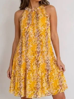 Maison d'Amelie pleated floral halter dress thumbnail 1