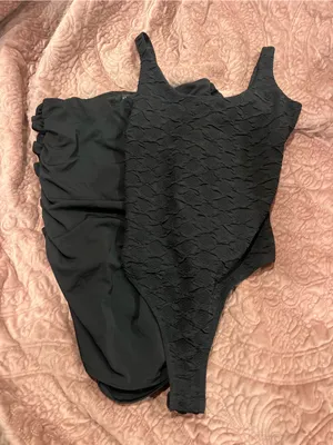 AFRM Black Textured Scoop Bodysuit thumbnail 1
