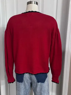 Vintage Goose Cardigan Sweater 90s Novelty Knit Heartstrings M thumbnail 4