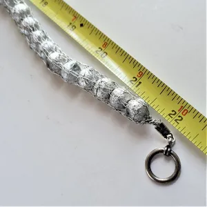 Metal Mesh Silver Textured Threaded Bead Necklace thumbnail 4