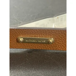 Michael Kors Brown Pebbled Leather Skinny Belt Gold Tone Buckle Size M thumbnail 6