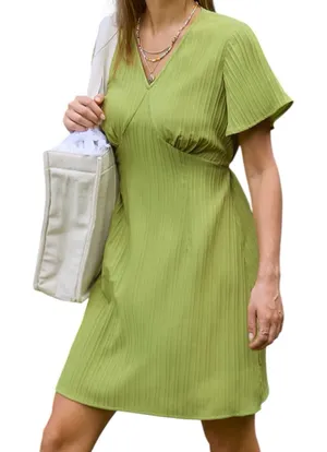 NWD Cupshe Lime Green Flared Sleeve Mini Dress Size Medium thumbnail 1