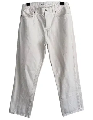 Old‎ Navy High-Rise Slouchy Straight Jeans White Cotton Denim Size 8 thumbnail 1
