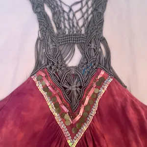 Free People Red and Brown Boho Crochet Detail Top thumbnail 3