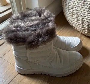 Ryka White Winter Boots with Brown Fur Trim thumbnail 1
