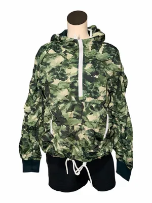 NWOT Free People Movement Happy Camper Hiking Pullover Jacket Green Camo Small thumbnail 4