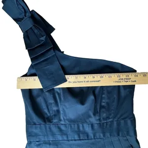 French Connection Navy Blue One Shoulder Bow Mini Dress Pockets Cocktail Party 2 thumbnail 8
