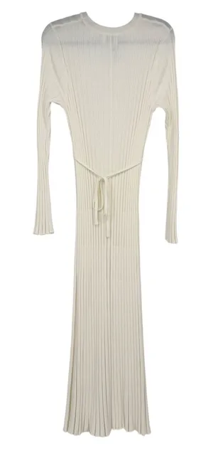 DISSH Ada Ivory Ribbed Knit Midi Dress XS Long Sleeve Tie Waist NWT‎ thumbnail 1