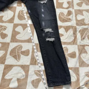 7 For All Mankind Josefina High Waist‎ Distressed Jeans Black Wash Size 25 thumbnail 9