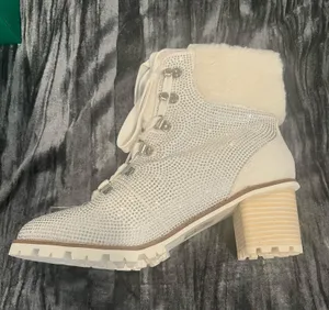 Elegant White Fur-Lined Women's Boots by Lauren Lorraine thumbnail 1