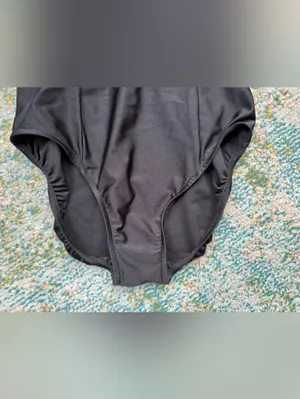 Vintage Jantzen black one-piece mesh yoke swimsuit, size 12 thumbnail 3