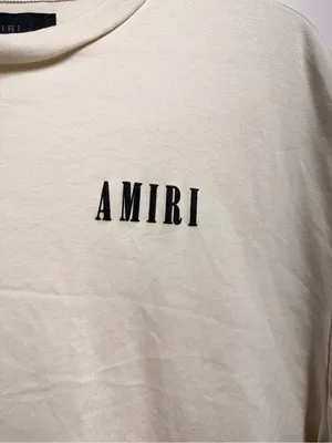 Amiri cropped core logo cotton t-shirt 100% cotton alabaster beige size 6 UK10 thumbnail 5