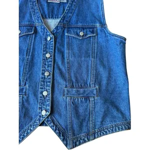 Vintage Bill Bass jean blue denim vest 1X thumbnail 5