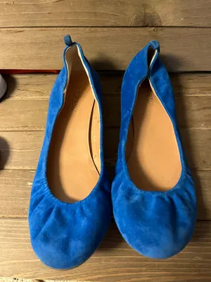 J Crew Anya Blue Suede Ballet Flats, size 7.5 Please look at last picture thumbnail 1