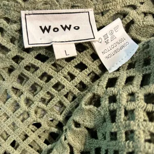 WoWo Boho Crochet Daisy Flower Open Weave Knit Top Hippie Green Size L Festival thumbnail 8