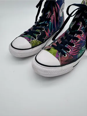 Converse Chuck Taylor High Top Tropical Floral Palm Sneakers Mens 8 Womens 10 thumbnail 4
