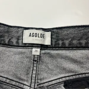 Agolde 90’s Crop Faded Black Trip Dark Grey Gray High Rise‎ Loose 24 Denim Jean thumbnail 2