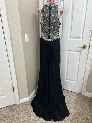 Black Beaded Prom Dress with Front Slit size XL thumbnail 3