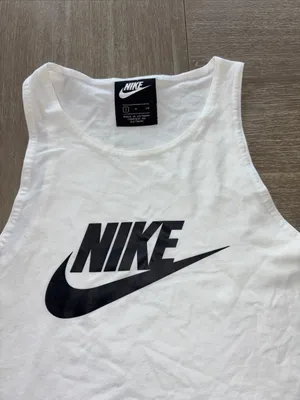 Nike White Crop Tank with Black Logo and Trim thumbnail 2