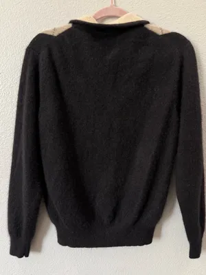 Allen Solly 100% Cashmere Argyle Quarter Zip Sweater Mens Quiet Luxury Old Money thumbnail 5