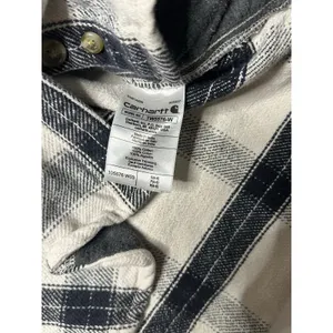 Carhartt Women’s Loose Fit Plaid Flannel Shacket Cream Black Small | Heavyweight thumbnail 5