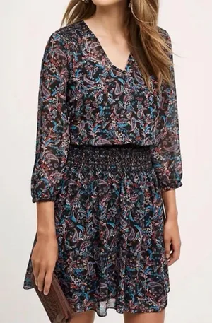 Anthropologie Vanessa Virginia Women’s Paisley Pattern V-neck Dress Size XS thumbnail 1