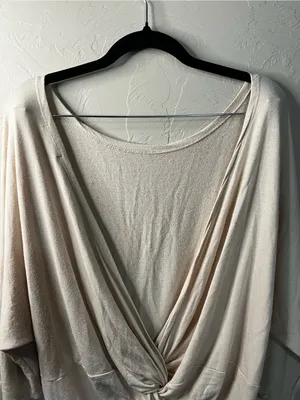 ThirdLove Slouchy Twist Back Cream Modal Oversized Soft Sweater Top XL thumbnail 7