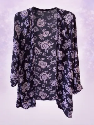 Billabong Floral Open Kimono Cardigan | Navy | Size M/L thumbnail 6